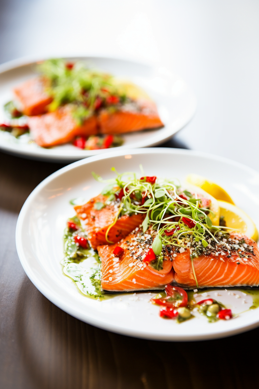 Basque Seared Salmon Served