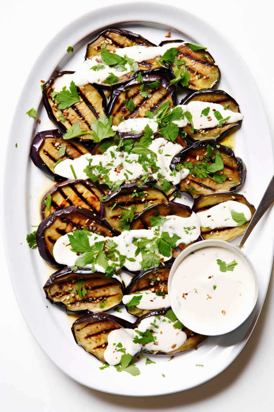 Egyptian Roasted Eggplant with Garlic and Herbs Plated