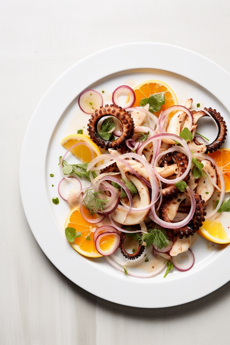 Greek Octopus Salad with Fennel and Orange Supremes