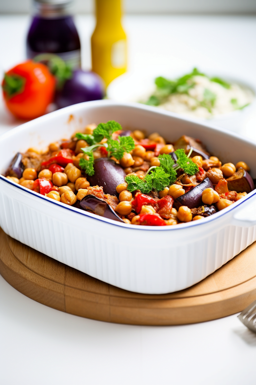 Simmering Turkish Chickpea and Eggplant Stew