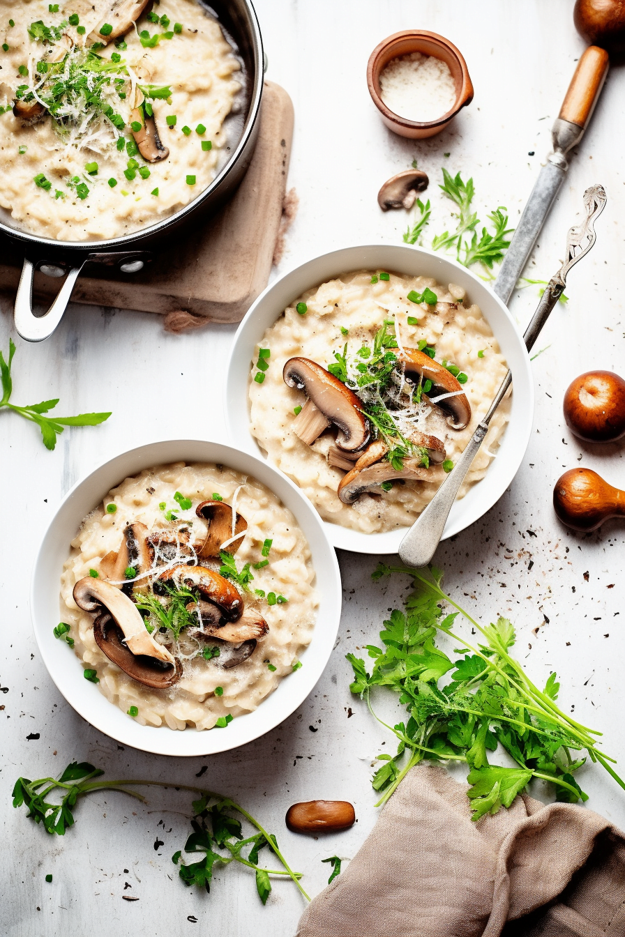 Preparing Chicken and Mushroom Risotto with Parmesan