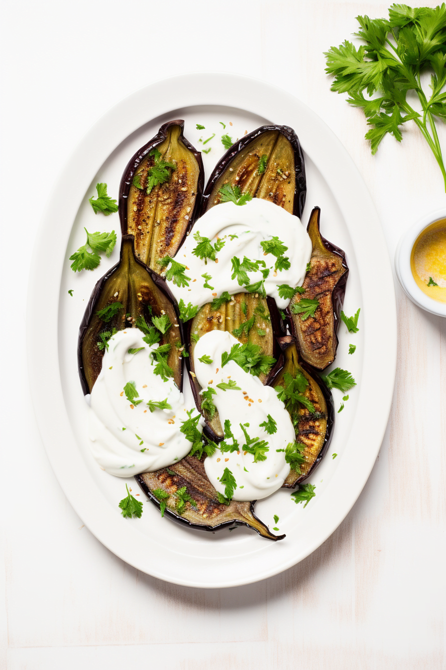 Egyptian Roasted Eggplant with Garlic and Herbs (Salata Zabadi)