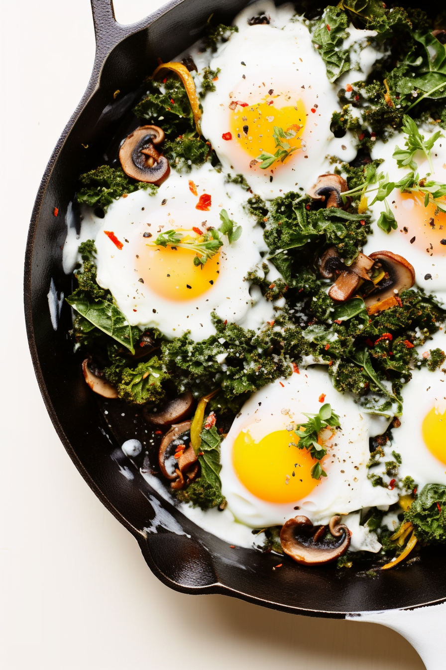 Sautéing Kale and Mushrooms