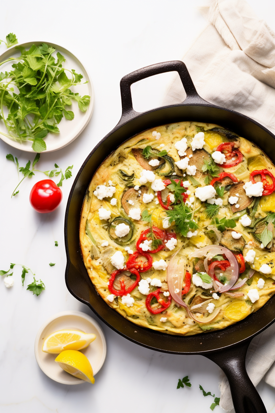 Mediterranean Frittata with Artichokes, Peppers, and Feta