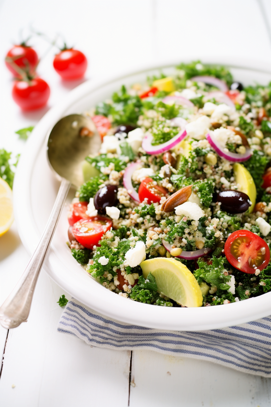 Preparing Mediterranean Kale and Quinoa Salad
