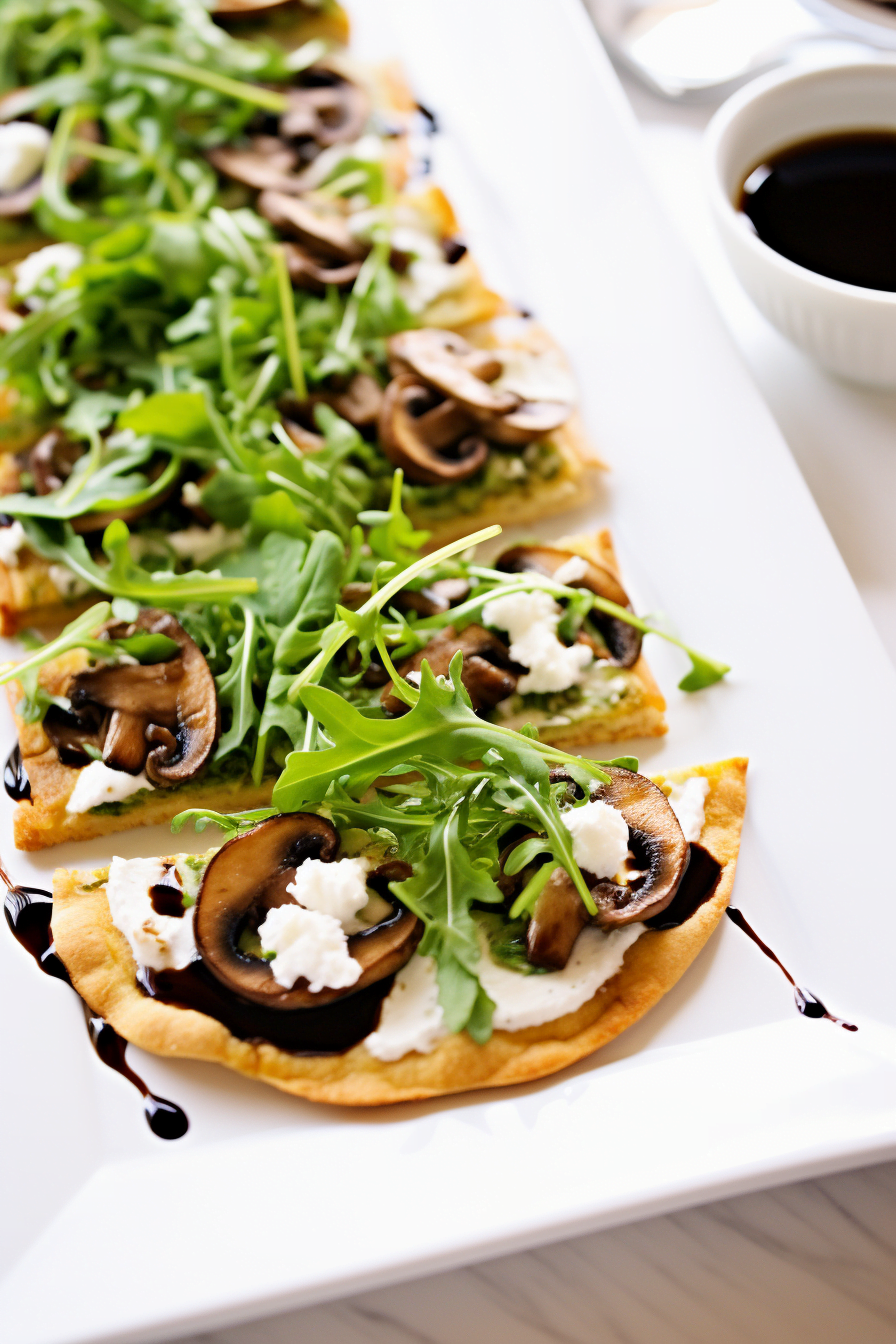 Mushroom and Goat Cheese Flatbread with Balsamic Reduction