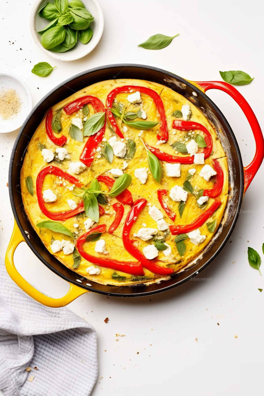 Ingredients for Roasted Red Pepper and Feta Frittata
