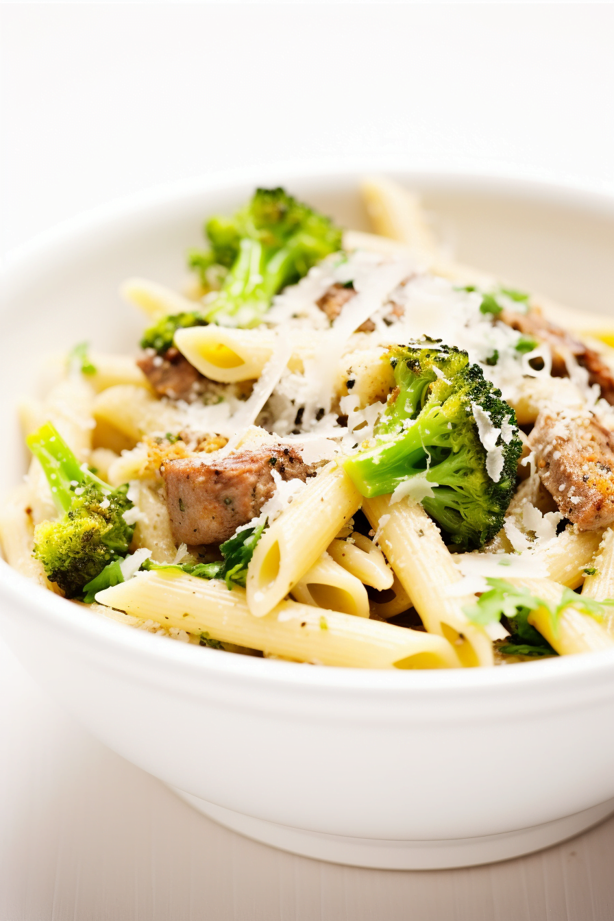 Roman Broccoli and Sausage Penne in a skillet