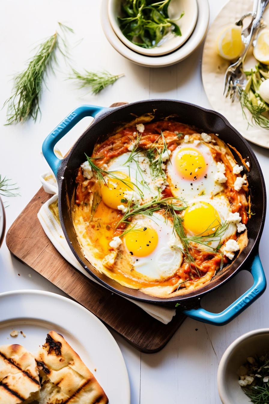 Ingredients for Shakshuka with Crab, Fennel, and Saffron Aioli