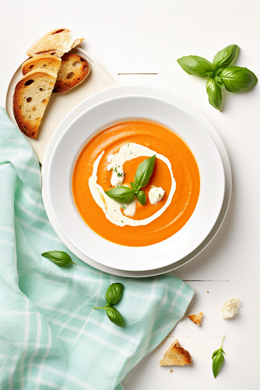 Tomato Basil Bisque with Olive Oil Drizzle