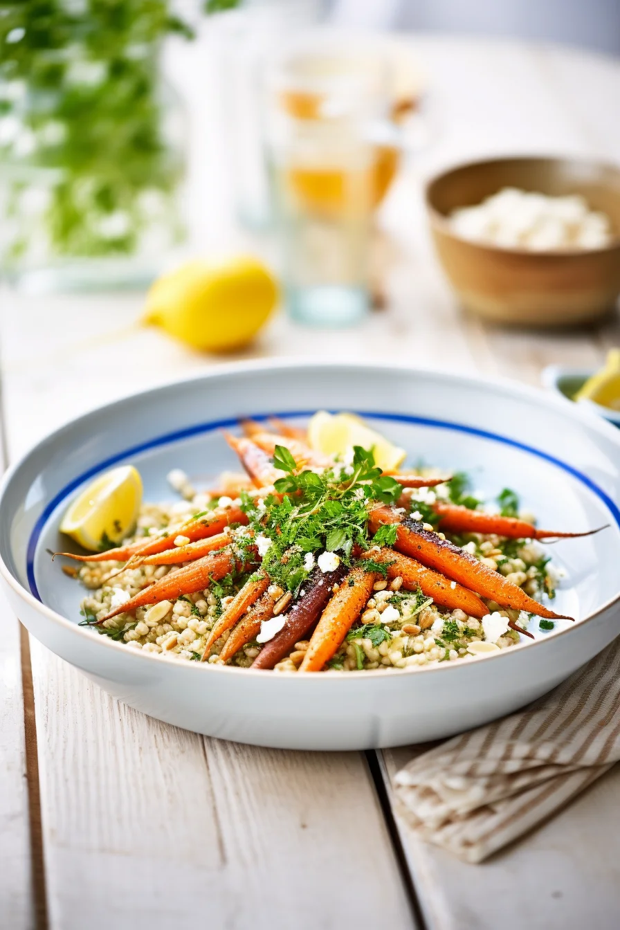Ingredients for Warm Barley Salad with Roasted Carrots and Feta