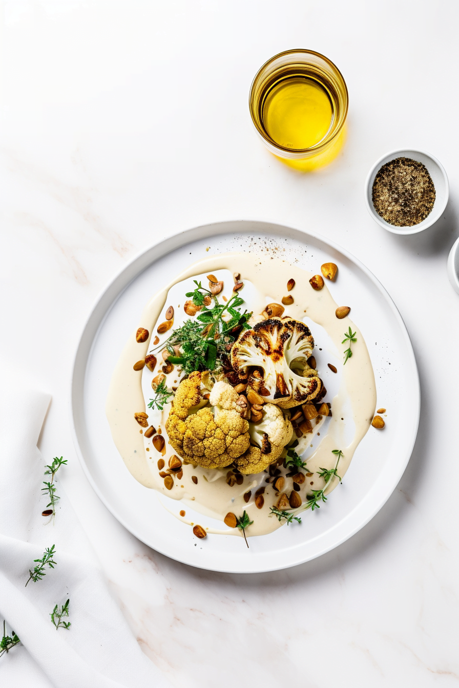 Ingredients for Whole Roasted Cauliflower with Tahini and Toasted Pine Nuts