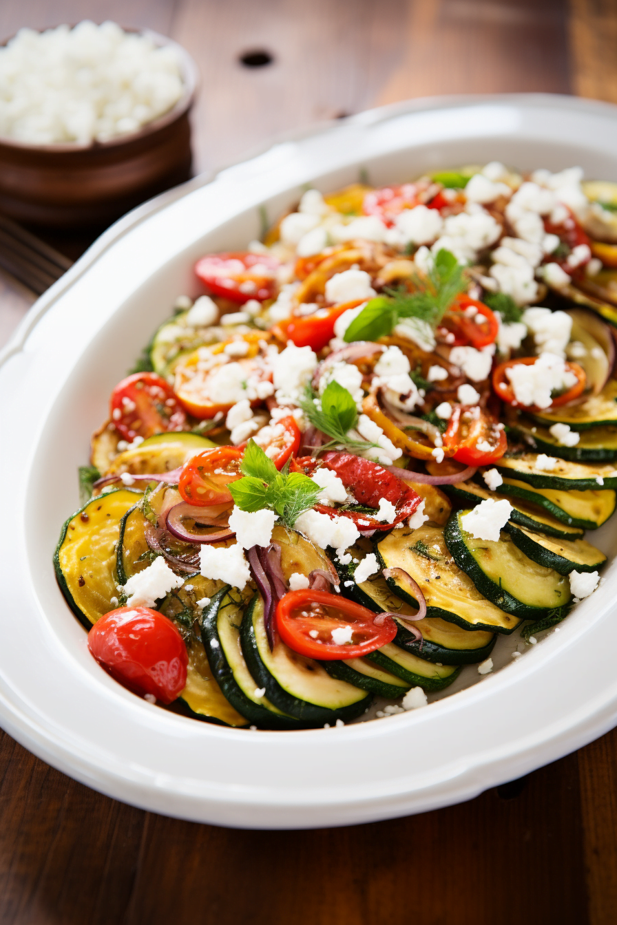 Albanian Roasted Vegetables with Feta (Tavë me Presh) Ready to Serve