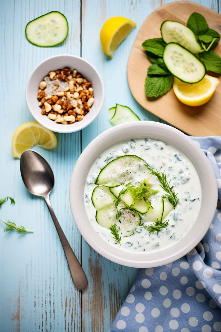 Albanian Yogurt and Cucumber Soup with Mint (Tarator) Ready to Serve