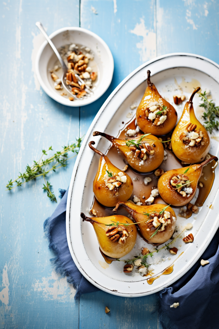 Baked Pear with Cinnamon and Walnuts Ready to Serve