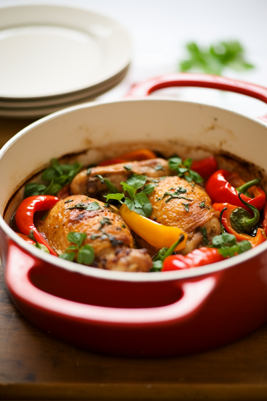 Basque Style Chicken with Peppers and Tomatoes (Pollo al Chilindrón) Cooking