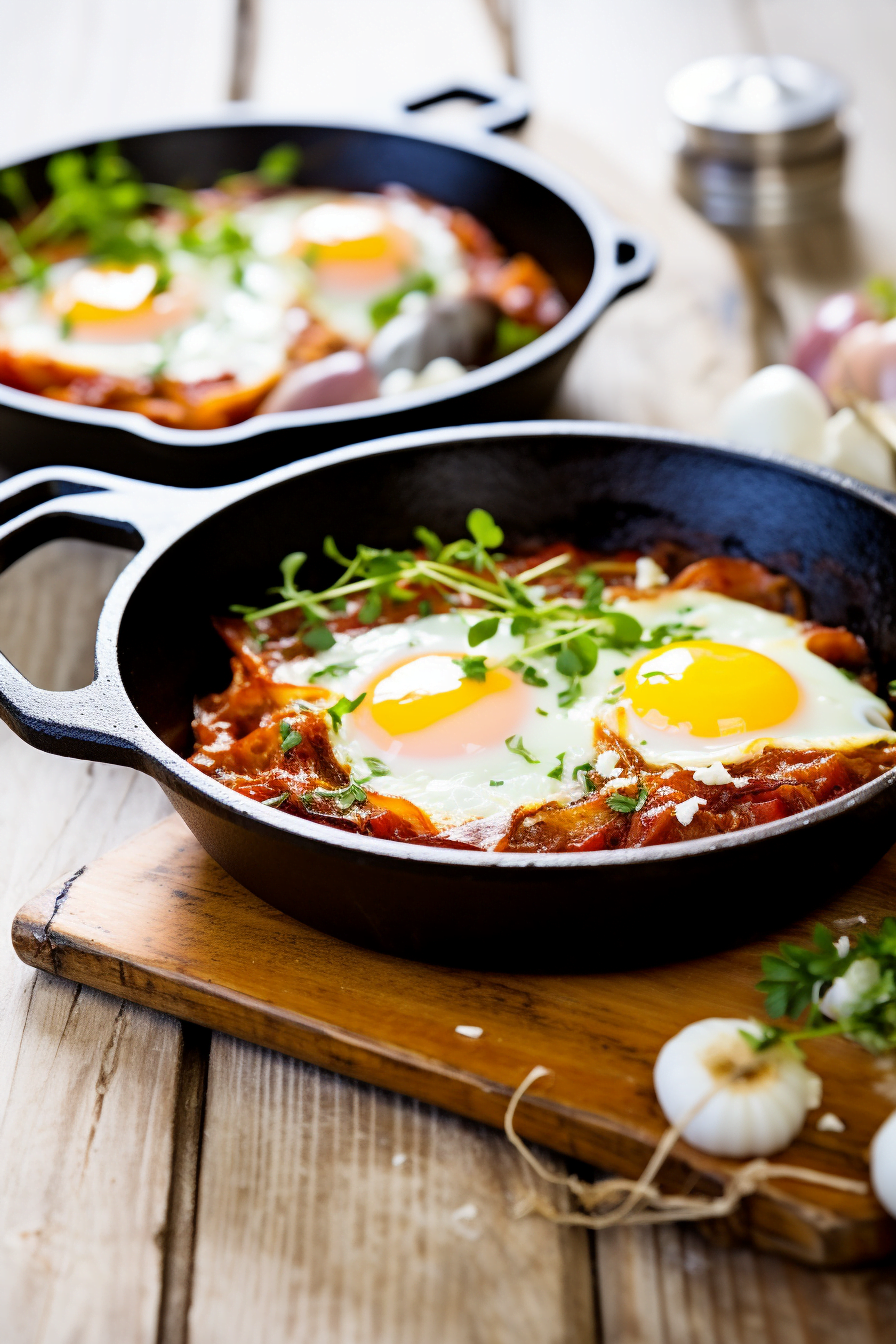 Finished Caramelized Onion and Goat Cheese Shakshuka