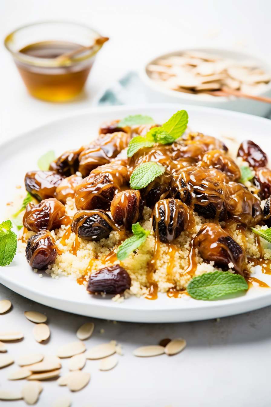 Couscous Breakfast Bowl with Dates and Almonds Cooking Mediterranean