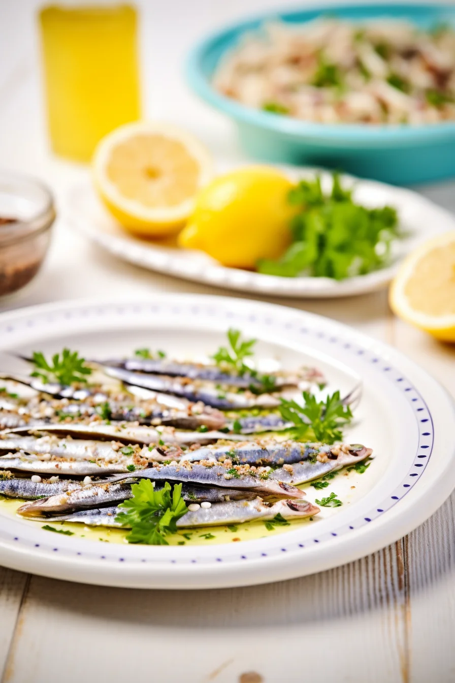 Croatian Marinated Anchovies Served