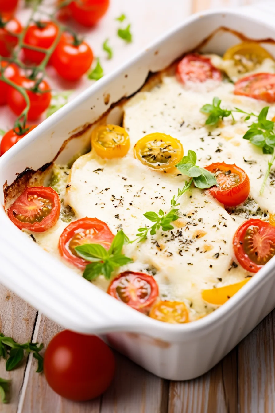 Egg and Tomato Breakfast Casserole with Herbs Baked