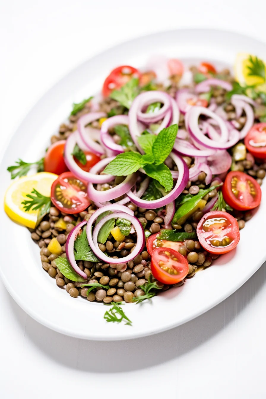 Fresh Ingredients for Egyptian Lentil and Tomato Salad (Salata Adas)