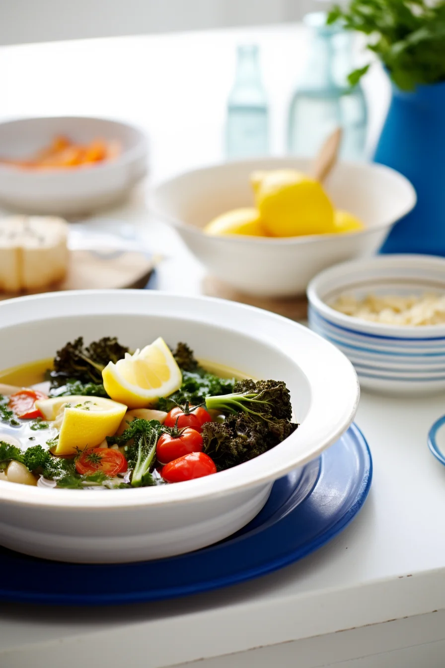 Greek Fasolada Soup with Smoked Paprika and Crispy Kale Ready to Serve