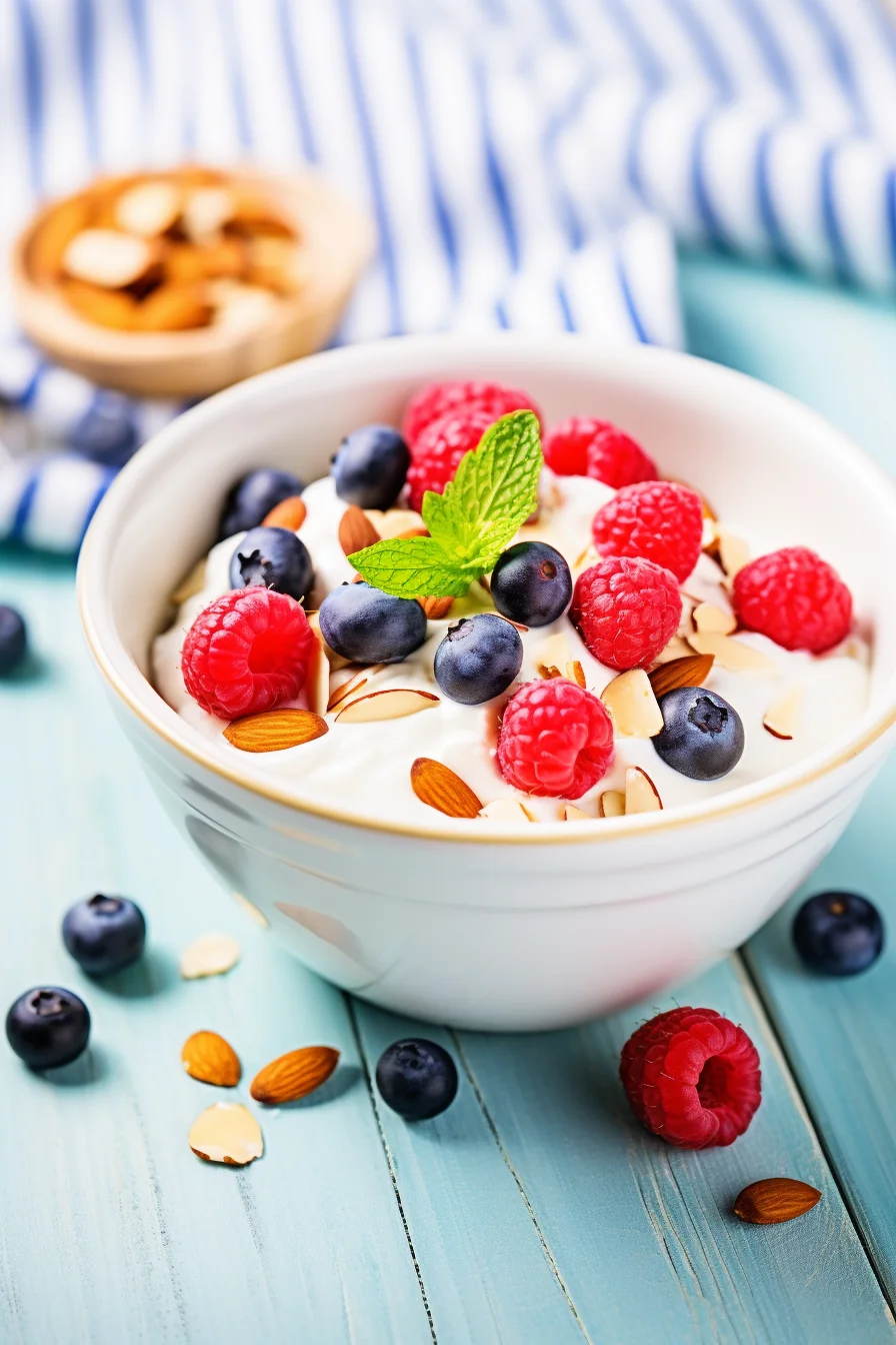Greek Yogurt with Honey and Berries Served