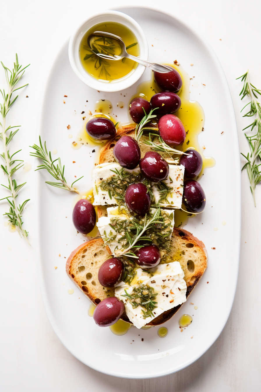 Herb-Marinated Feta with Roasted Grapes and Crostini Ready to Serve