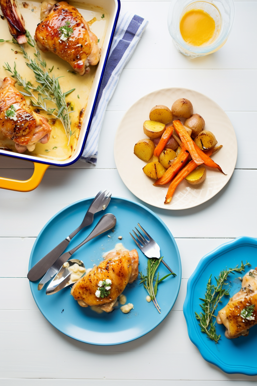 Finished Honey Mustard Chicken with Roasted Carrots and Parsnips