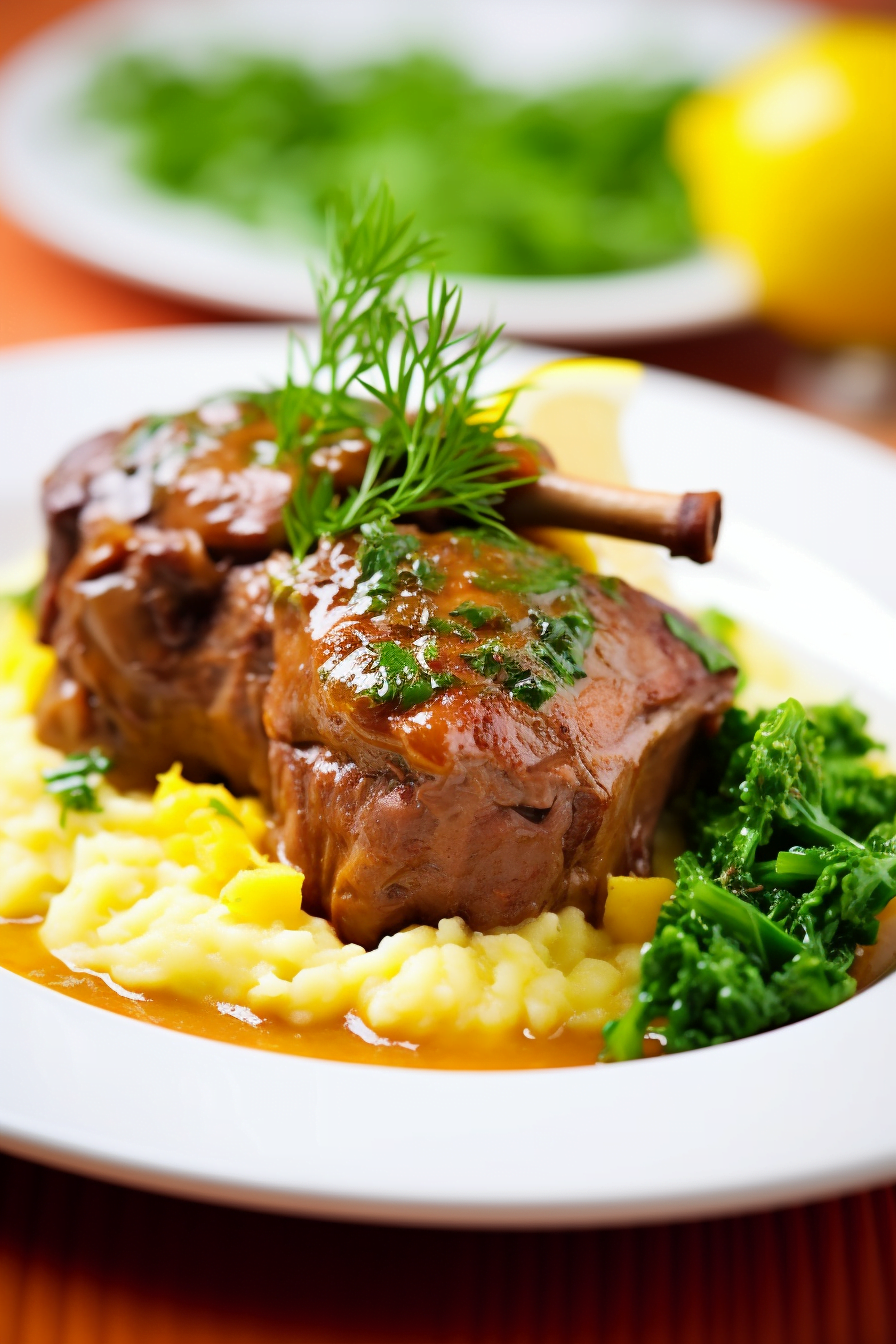 Italian Osso Buco with Gremolata and Saffron Risotto Finished Dish