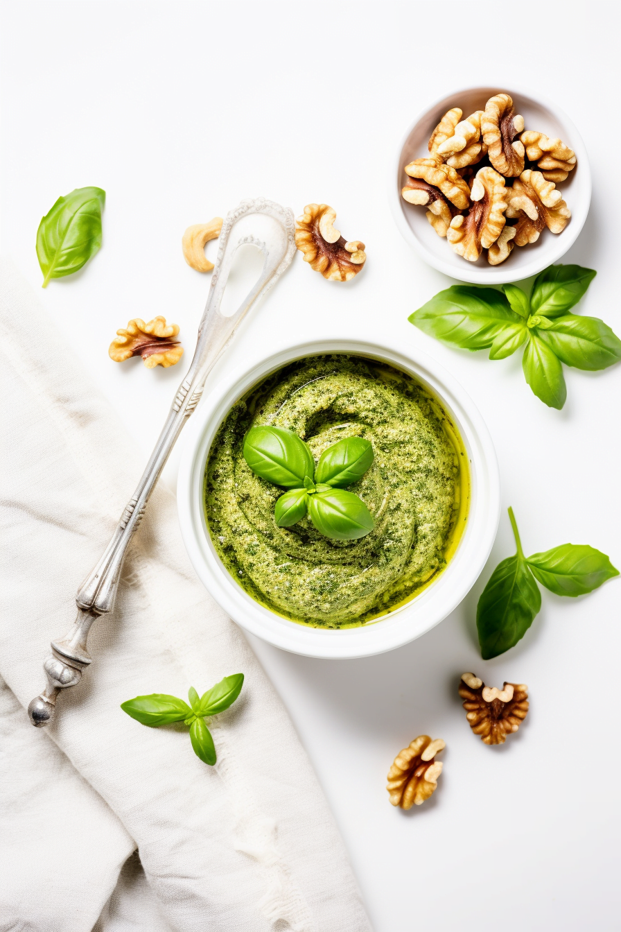 Italian Pesto Genovese with Walnut and Mint Preparation
