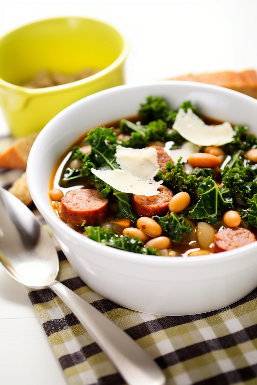 Kale and White Bean Soup with Chorizo and Thyme Cooking