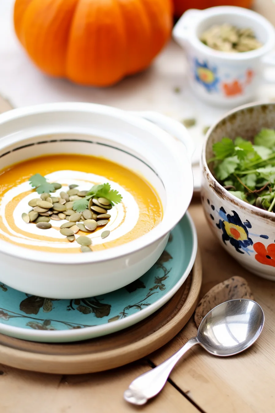 Libyan Spiced Pumpkin Soup (Shorba Libiya) ready to serve