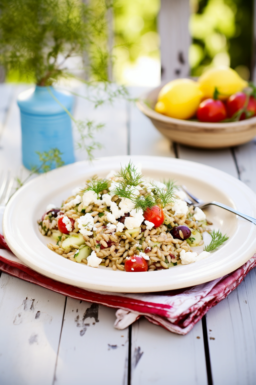 Mediterranean Lentil and Orzo Salad Preparation
