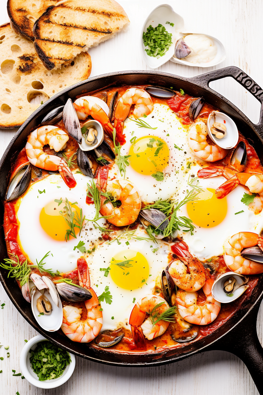 Cooking Mediterranean Seafood Shakshuka