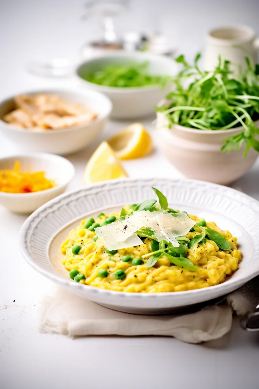 Finished Milanese Saffron Risotto with Peas