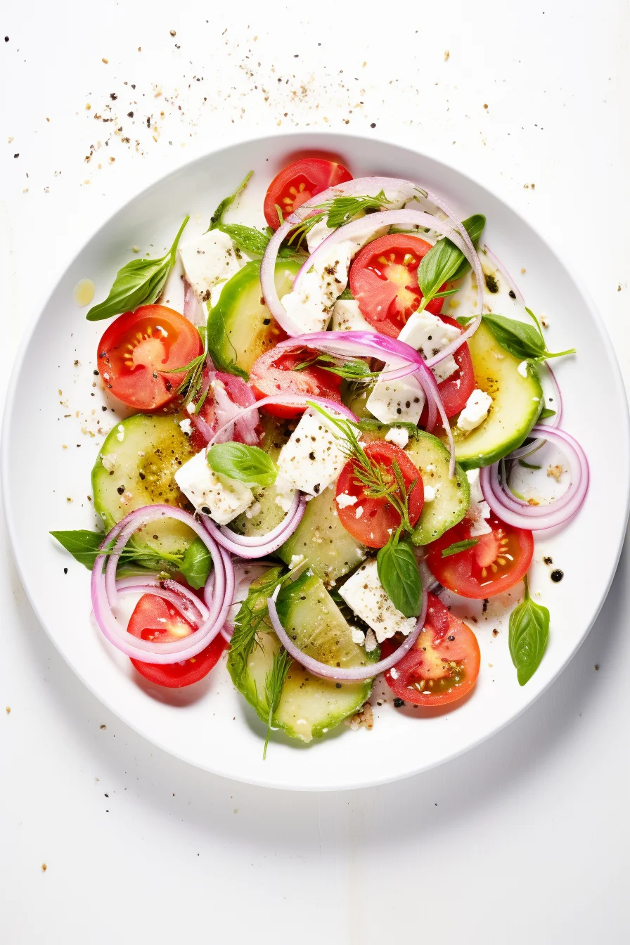 Montenegrin Tomato and Cucumber Salad with Feta Ready to Serve