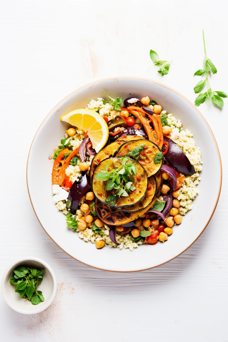 Moroccan Couscous with Roasted Vegetables Ready to Serve