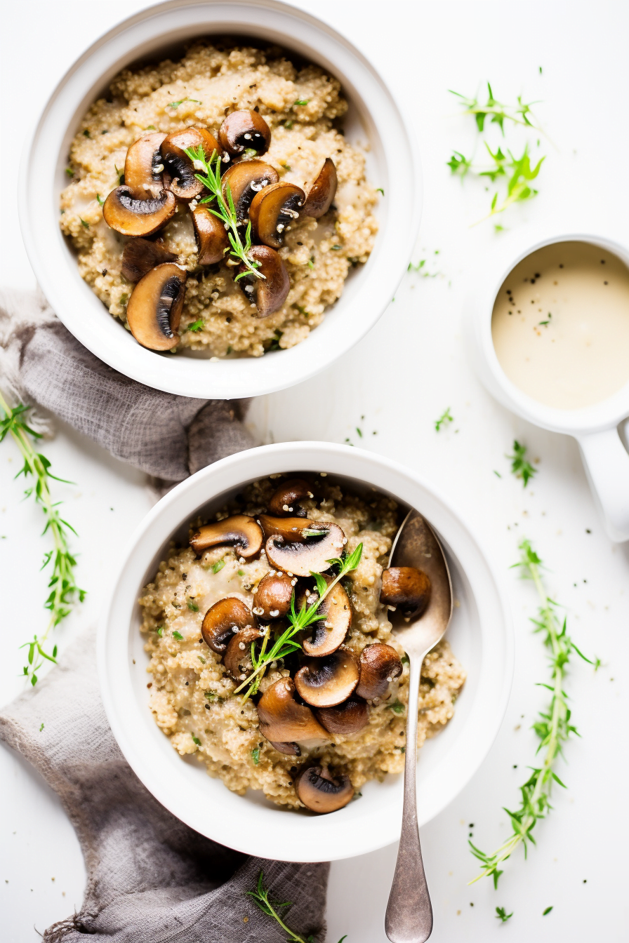 Cooked Mushroom and Thyme Quinoa Risotto