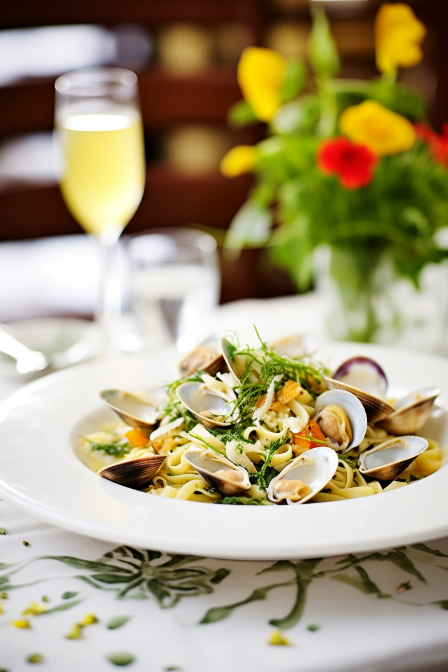 Pasta with Clams and Zucchini Cooking