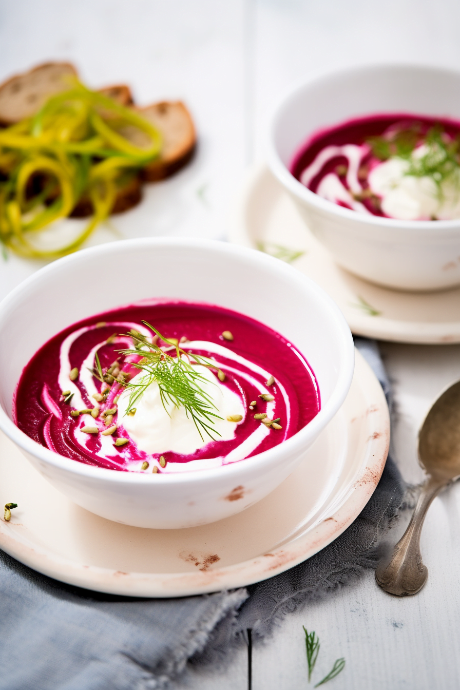 Slovenian Beetroot Soup with Yogurt Served