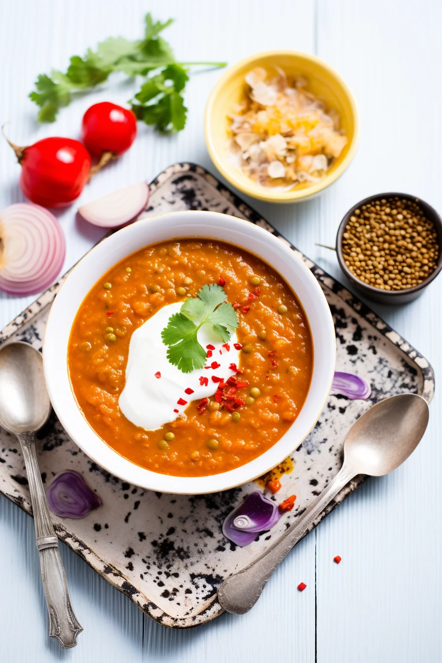 Spicy Tomato and Lentil Soup Ready to Serve