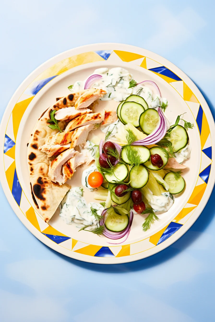 Syrian Chicken Shawarma Served with Garlic Sauce and Pickles