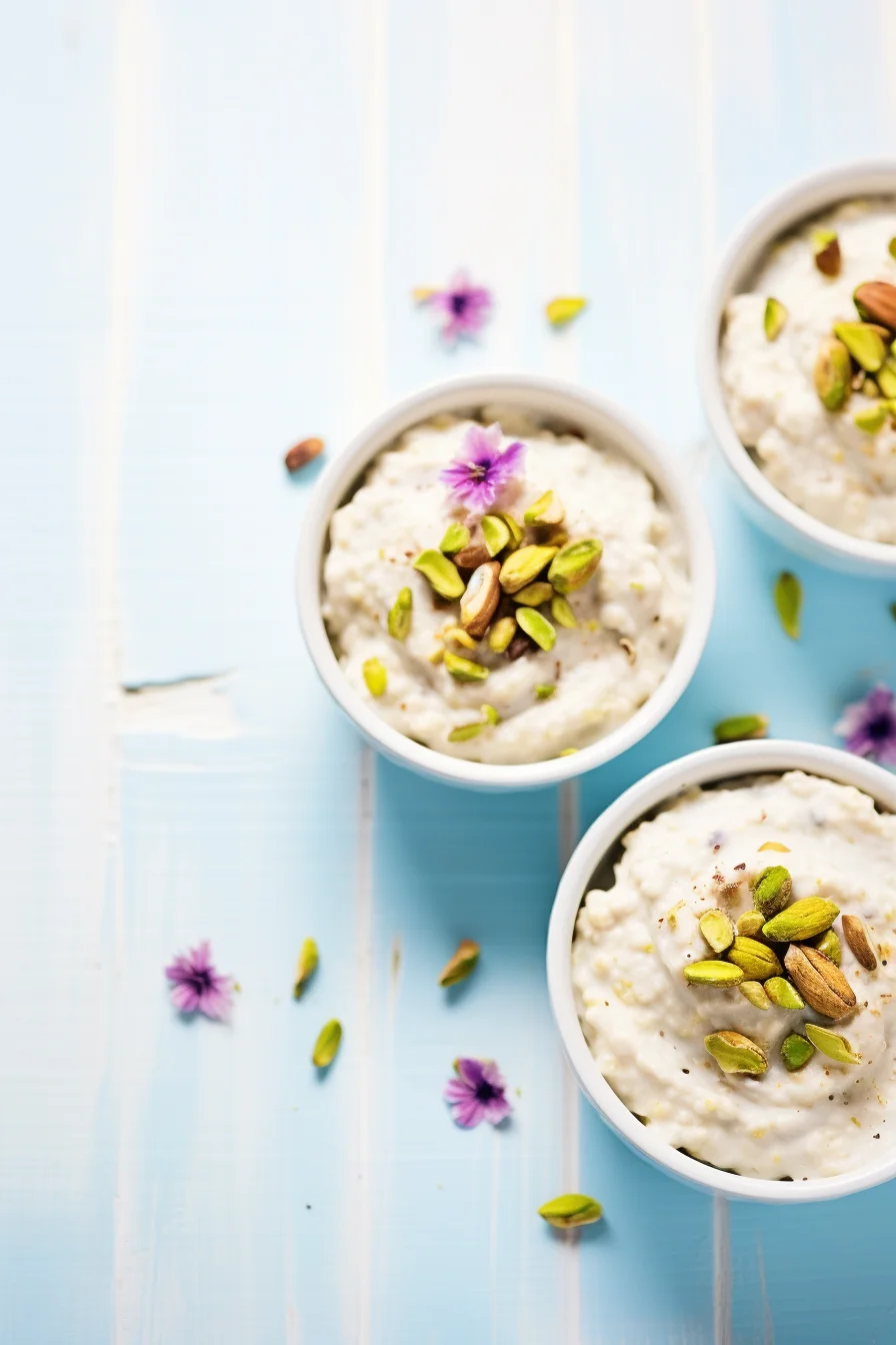 Syrian Rosewater and Pistachio Rice Pudding Served