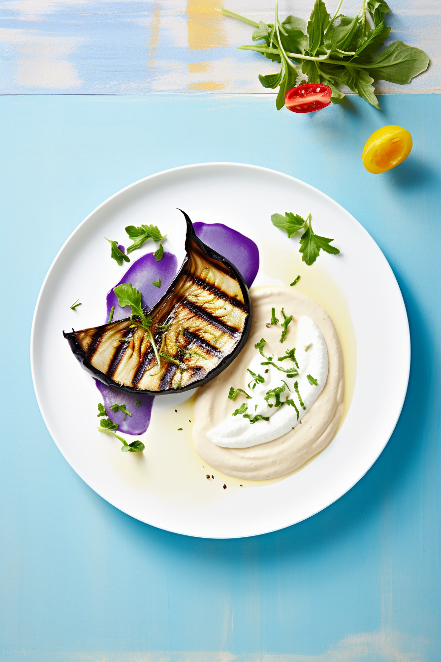 Tunisian Grilled Eggplant with Spiced Yogurt Ready to Serve