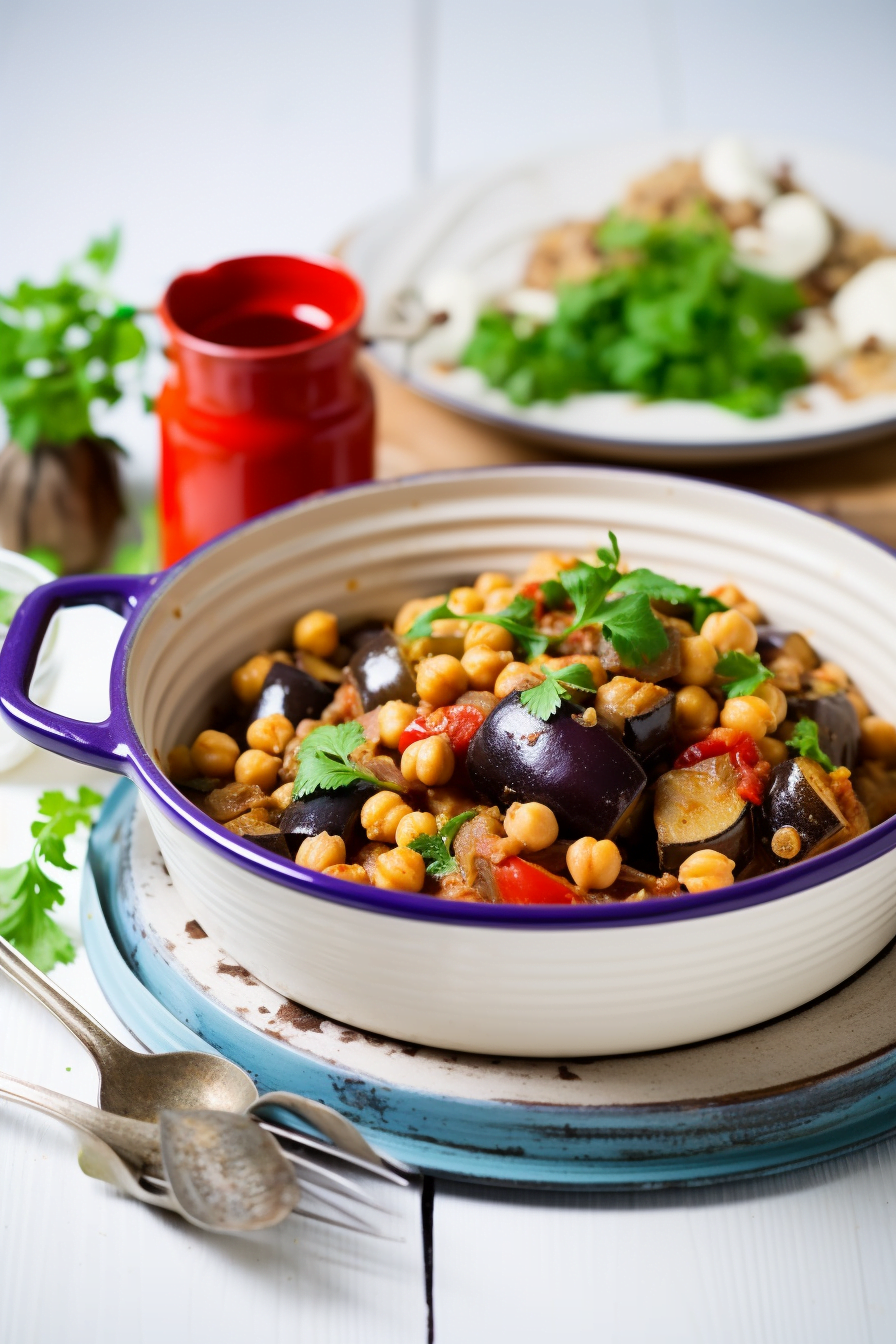Turkish-Style Eggplant and Chickpea Stew (Patlıcan Güveç) Cooking