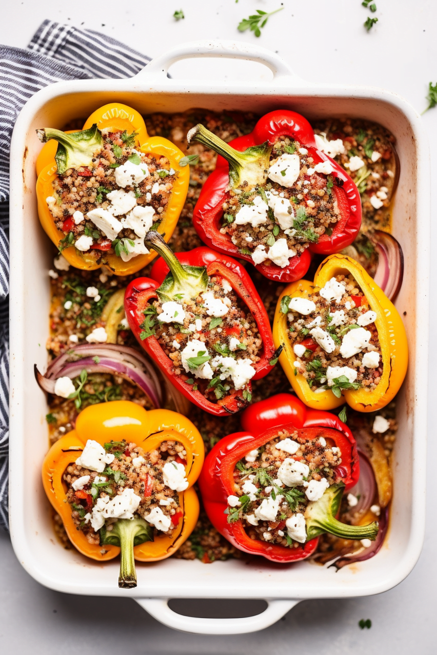 Albanian Stuffed Peppers with Quinoa and Vegetables