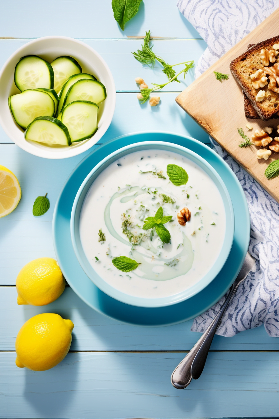 Albanian Yogurt and Cucumber Soup with Mint (Tarator)