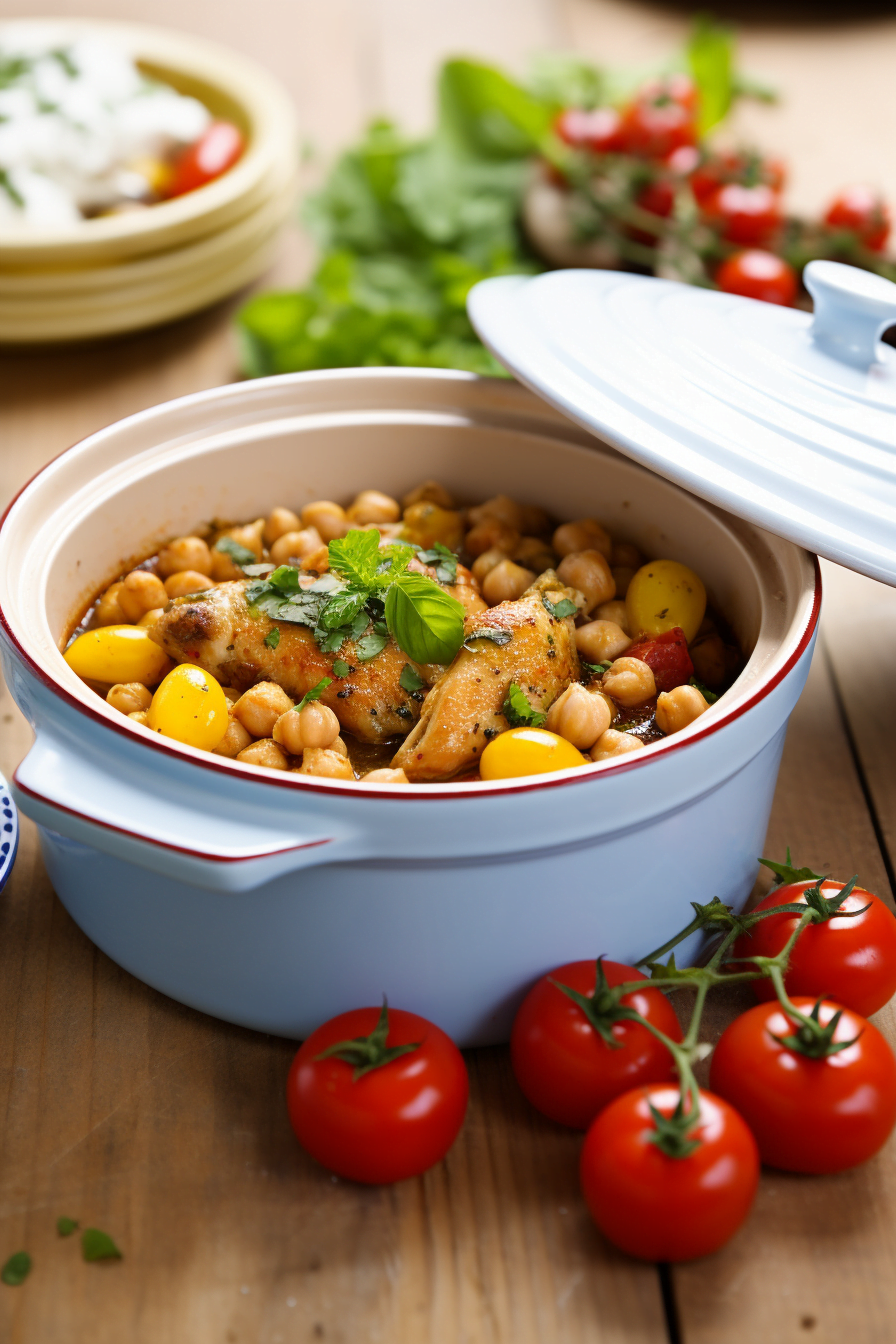 Algerian Chicken and Chickpea Stew (Djaj Mqualli)