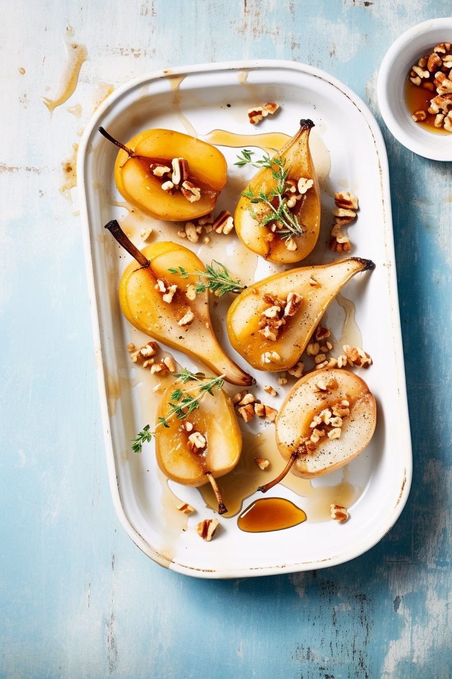 Preparing Baked Pear with Cinnamon and Walnuts